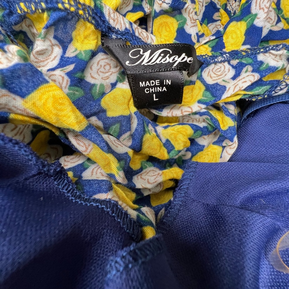 Misope Yellow Rose Ruffle Halter Mini Dress - Picture 2 of 4
